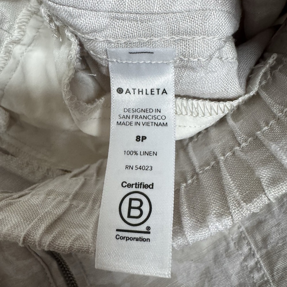 Athleta Women's Cabo Tide Linen Jogger Pants Size 8P 100% Linen Camo Print - Picture 4 of 6